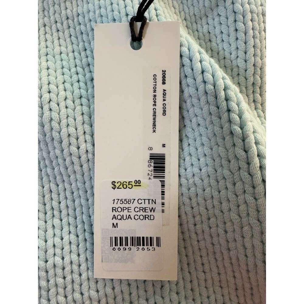 WHITE + WARREN Cotton Rope Crewneck Sweater. Light Green Blue Sz M. NWT - Picture 6 of 11